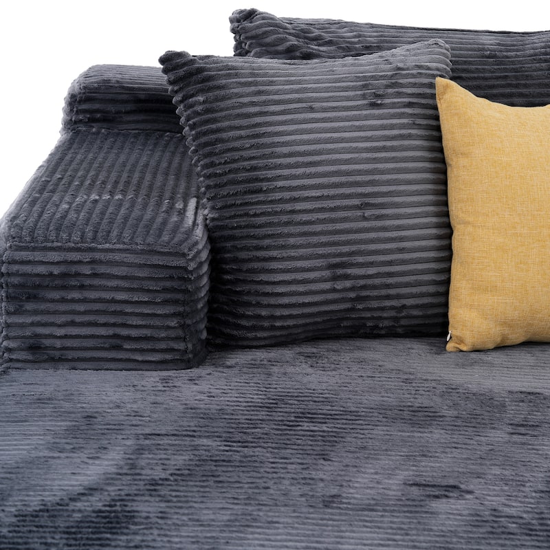 Corduroy L-Shaped Sofa Modular Movable Applicable Living Room Furniture Sets