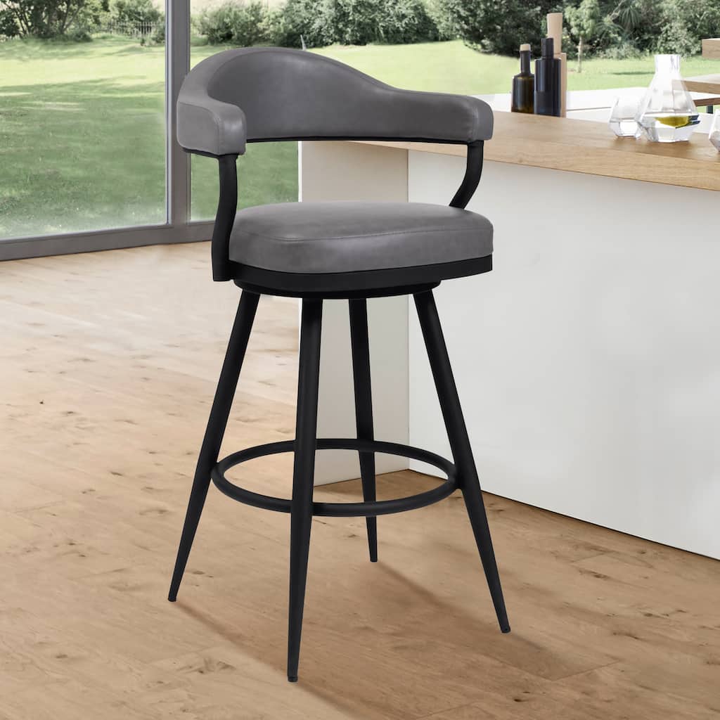 Justin Faux Leather Upholstered Bar or Counter Height Swivel Stool