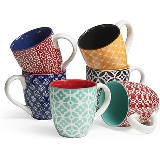 Coffee Mugs Set of 6, Colorful 19 oz Large Porcelain Mugs - Bed Bath &  Beyond - 39701801