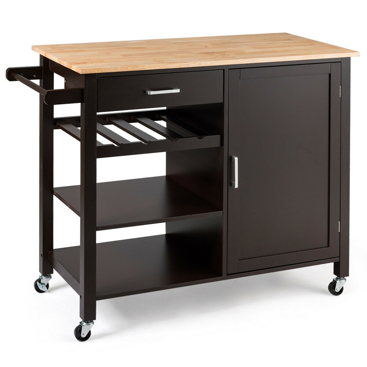 Shop Gymax 4 Tier Wood Kitchen Island Trolley Cart Storage Cabinet