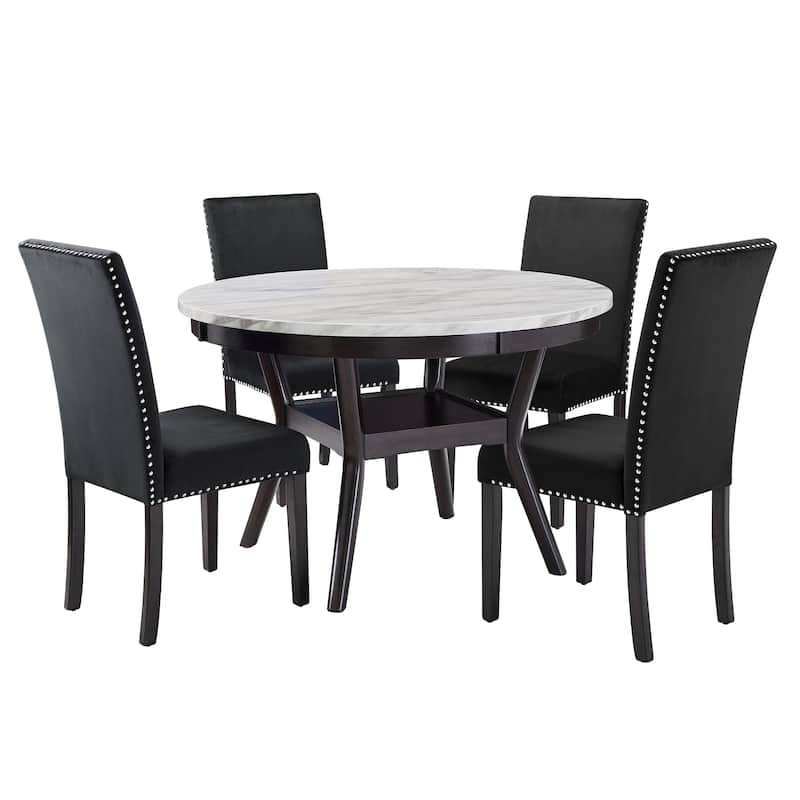 Balmforth White Faux Marble Round Dining Set by iNSPIRE Q Classic