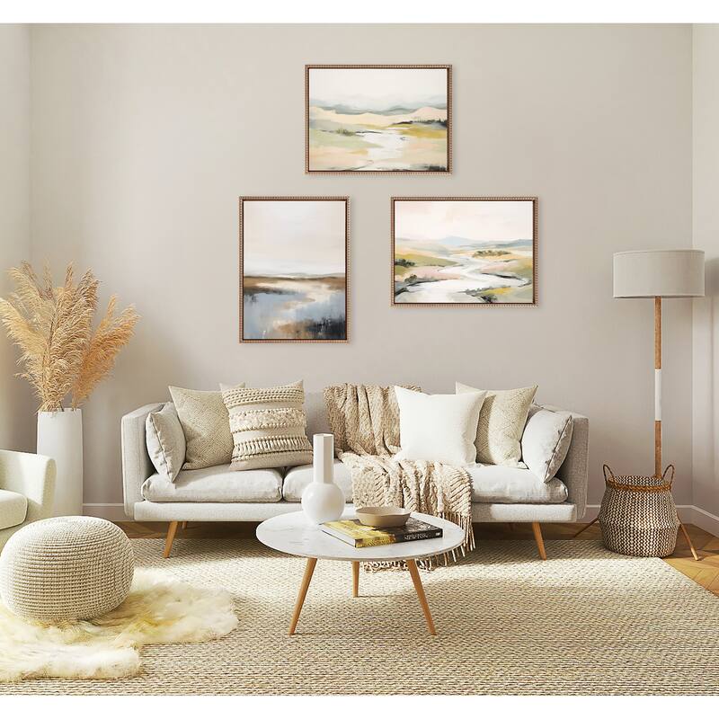 Sylvie Beaded Tranquil Landscape I Framed Canvas by Amy Lighthall