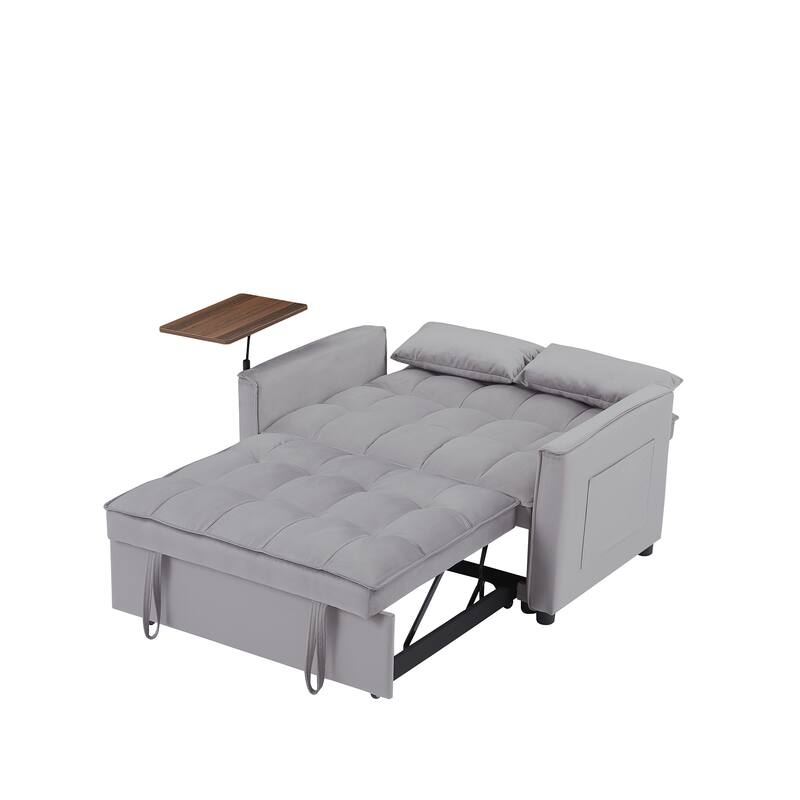 3-in-1 Sleeper Couch Pull-Out Bed, Loveseat Sofa with Adjustable Back and Pillows, Couch Settee with Storage Bag and USB Port