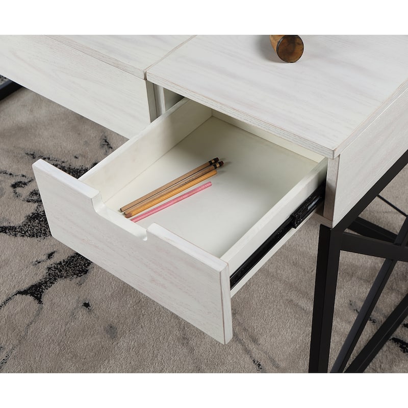 Bradford Farmhouse 59-inch Steel Lift Top Desk with USBs by Furniture of America