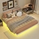 preview thumbnail 35 of 55, Modern Size Low Profile Platform Floating Bed with LED Lights Underneath
