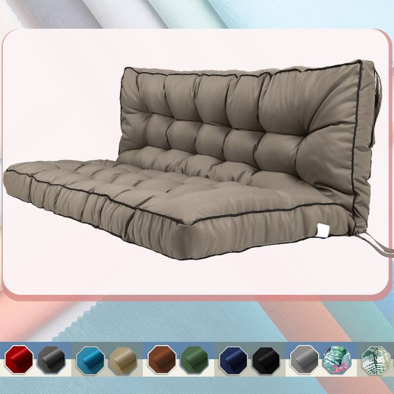 Porch Swing Replacement Cushion, 55in Outdoor Bench Cushions with Backrest Thicken 4" - 40x55in - Khaki