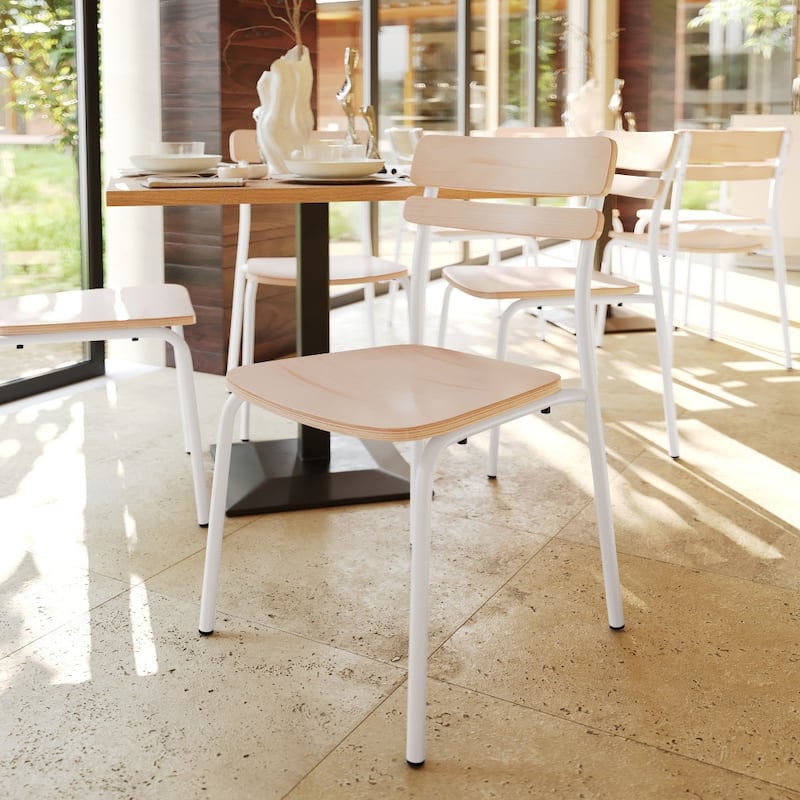 Commercial Solid Wood Dining Chair with Frame and Antique Finish - 18.75"W x 20.75"D x 31.5"H