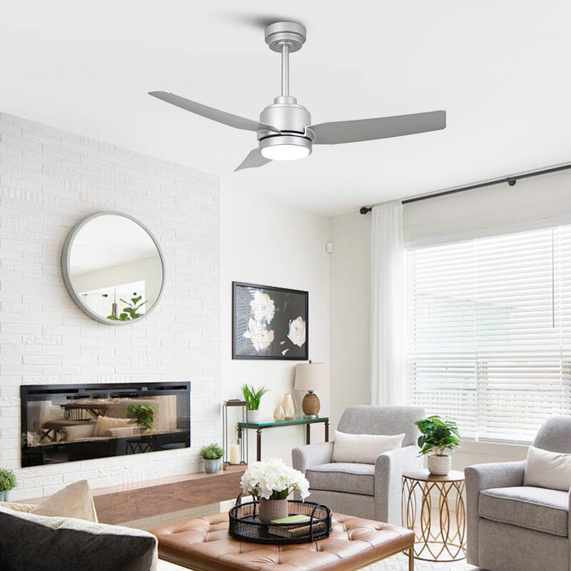 42-inch Modern Silver 3-Blades DC Motor Ceiling Fan with LED Light