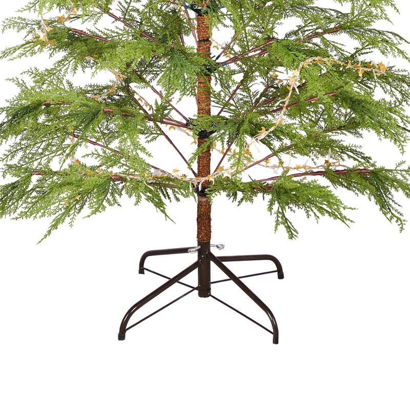 6 Feet Artificial Full Christmas Tree Includes LED Lights and Metal Stand, 612 Tips Full Tree,Xmas Decoration