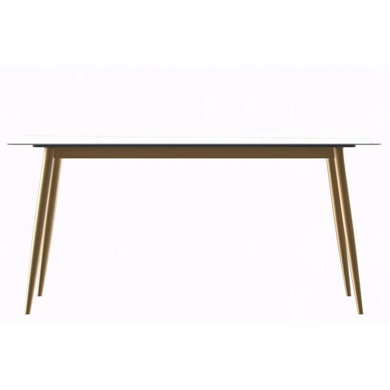 Zayle Dining Table with a 71" Rectangular Top and Gold Steel Base