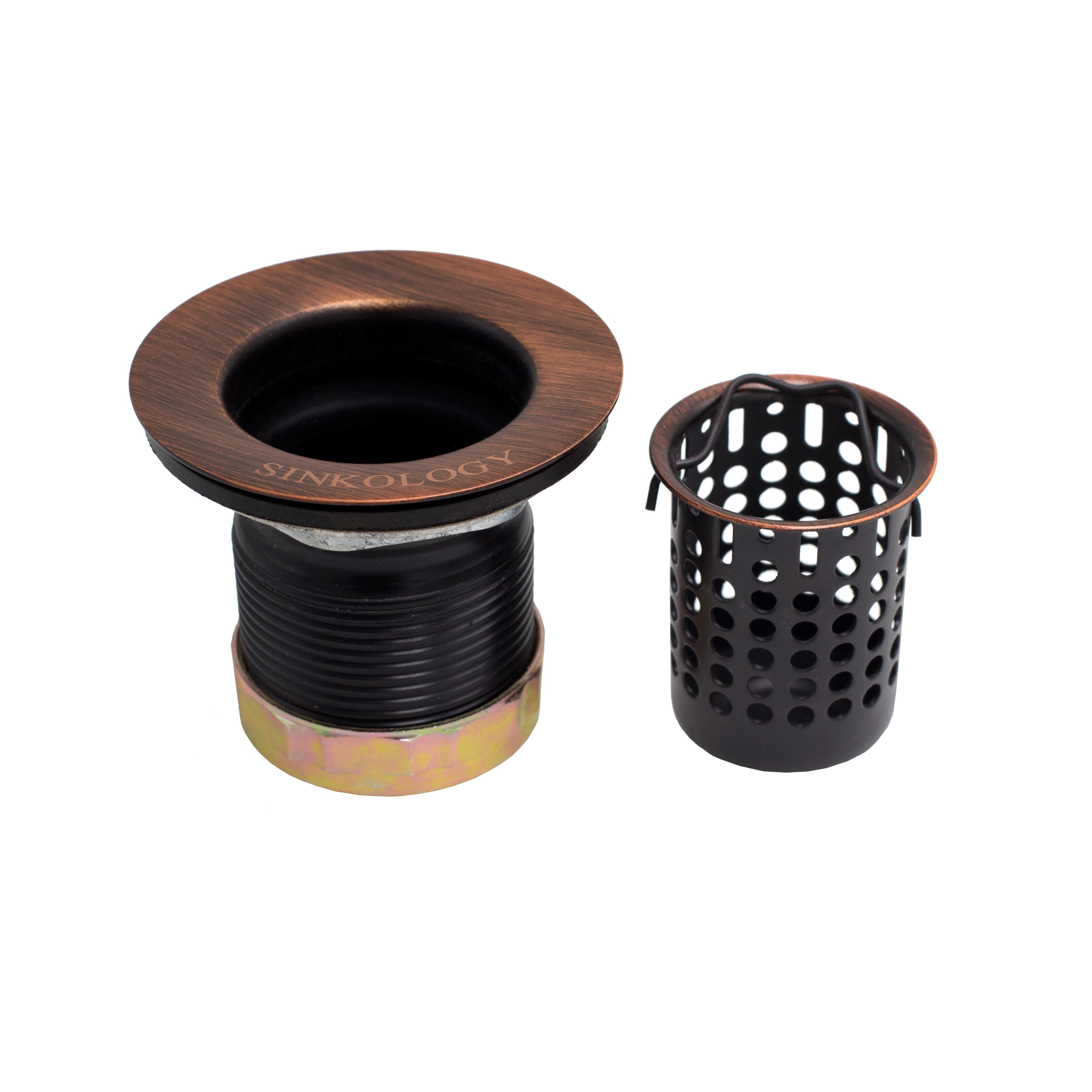 SinkSense Antique Copper Jr. Basket Strainer Drain with Removable Basket