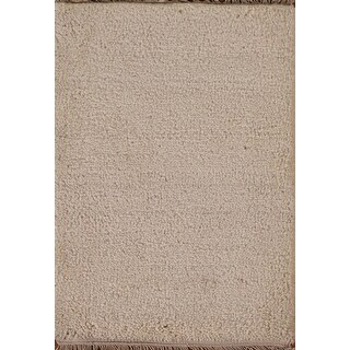 Ivory Solid Contemporary Moroccan Rug Hand-knotted Wool Carpet - 2'0" x 3'0"