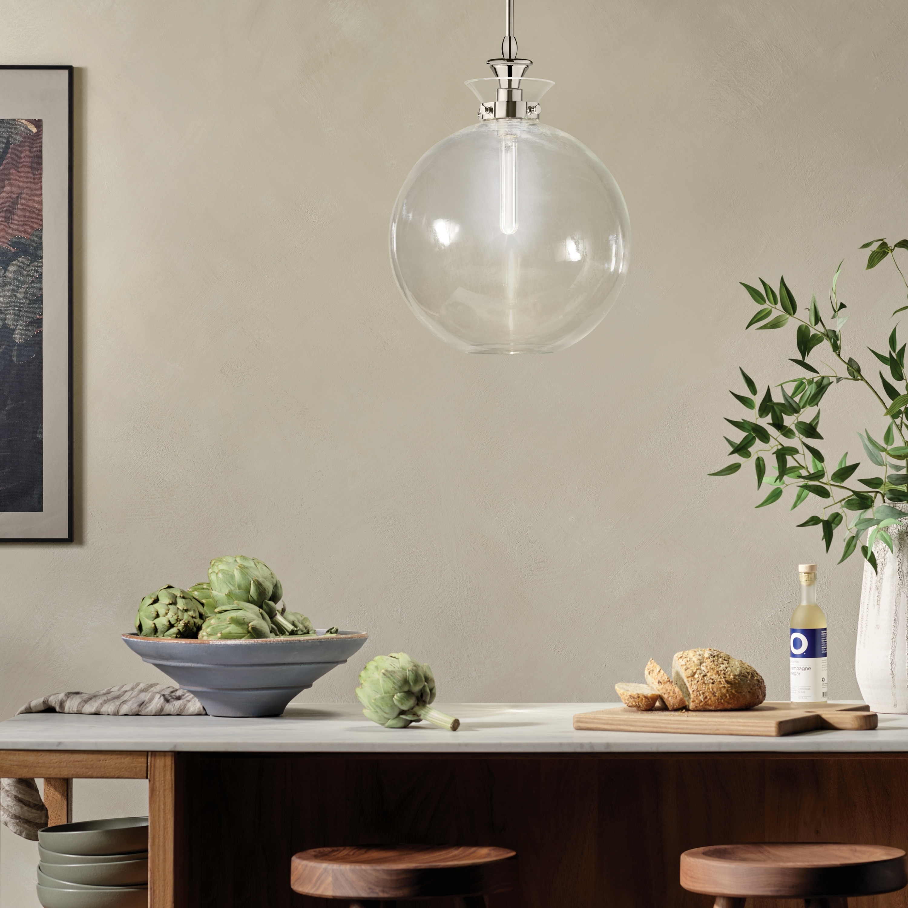 Kichler Lighting Laria 15 Inch 1 Light Pendant with Clear Glass in Polished Nickel