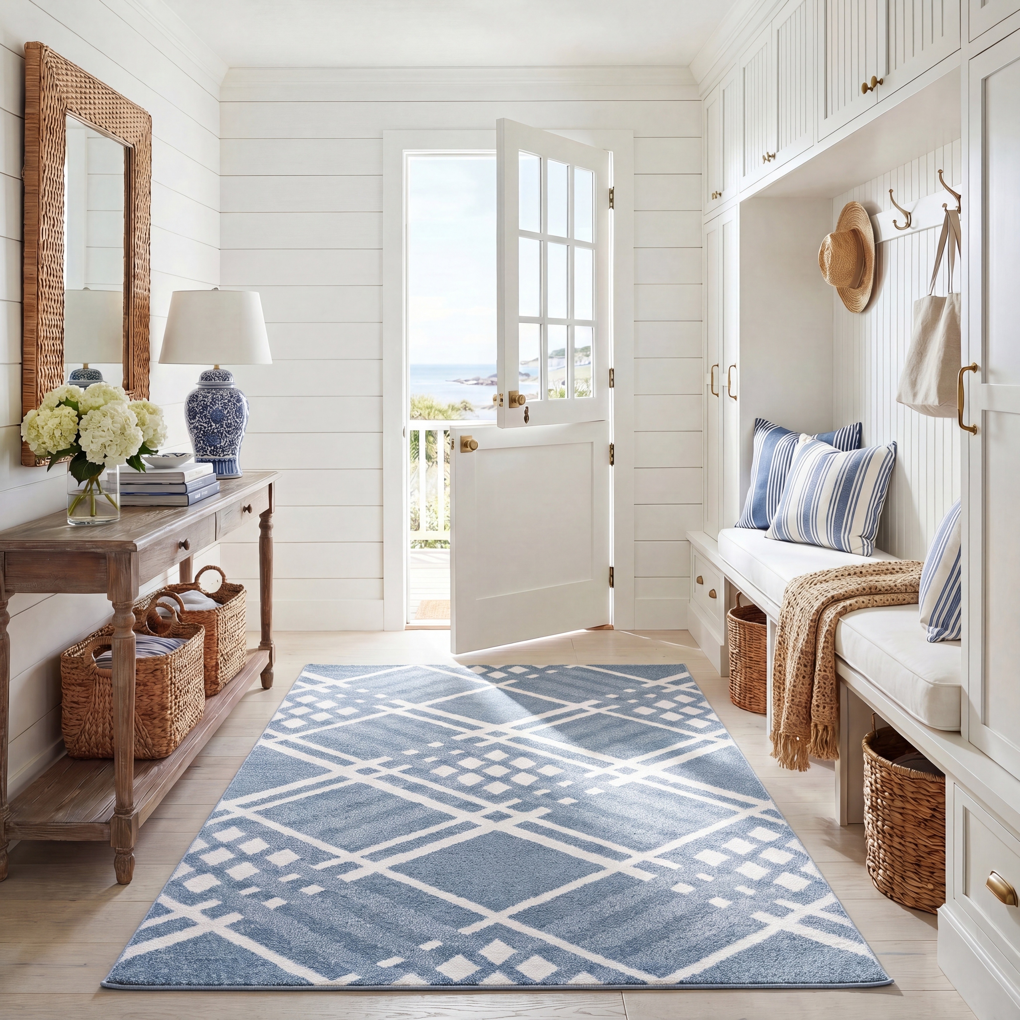 SAFAVIEH Blair Machine Washable Ruchama Slip Resistant Geometric Rug