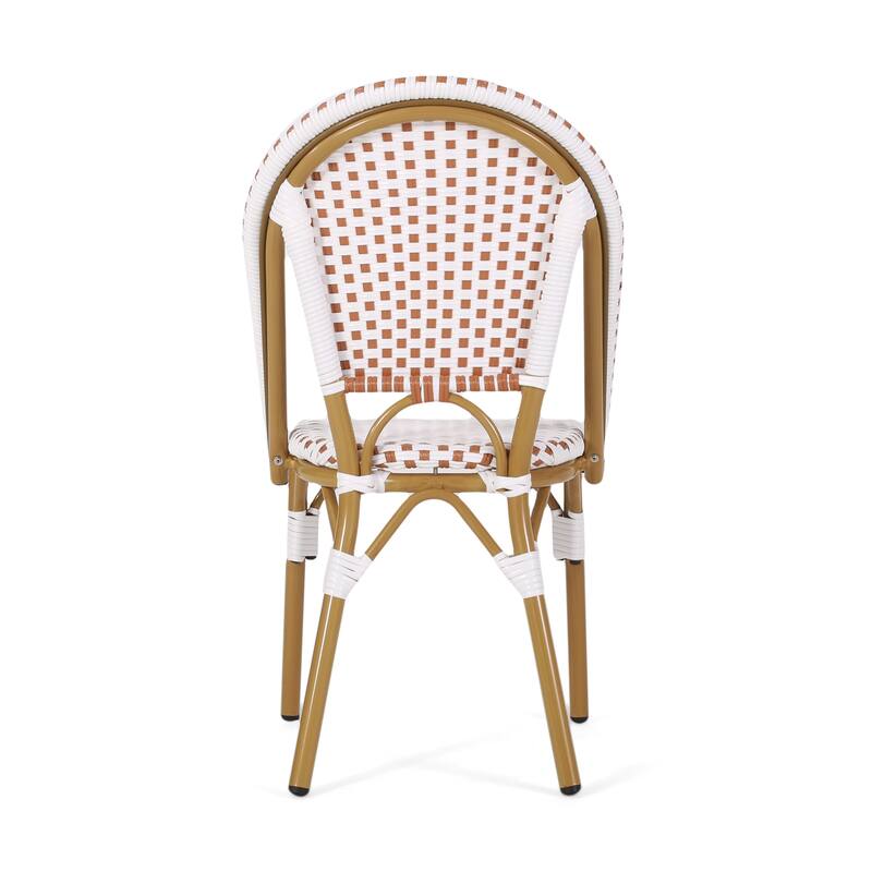 Outdoor PE Ratten and Aluminum French Bistro Chairs, Set of 2