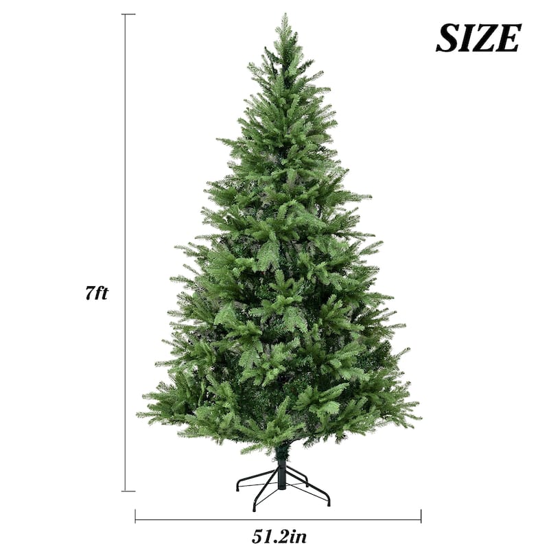 Premium Unlit Green 7FT PE PVC Mixed Christmas Tree Hinged Design, Dense Branches Realistic Look