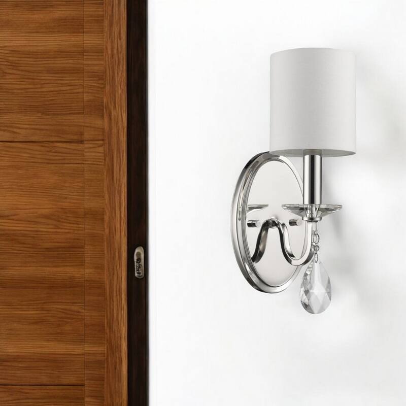 Silver Linen Shade Silver Steel 3 Light Flush Mount Wall Sconce LED - 6” x 5” x 13.75” (D x W x H)