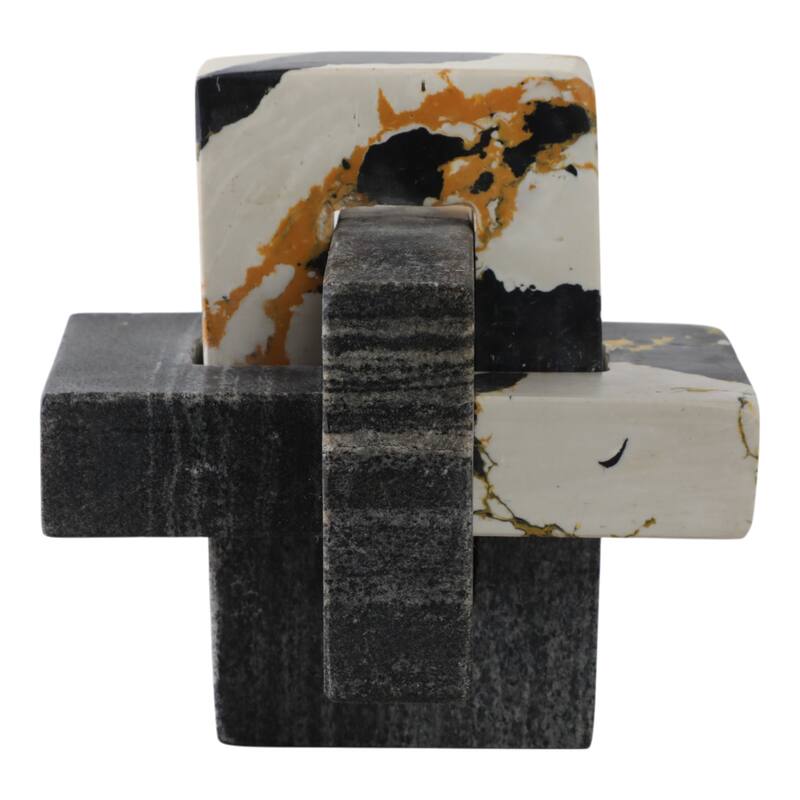 Stone Marble Decorative Object Geometric Sculpture Handcrafted Accent
