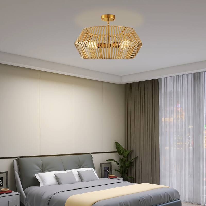 1/4- Light Dimmable Geometric Pendant with Metal Shade
