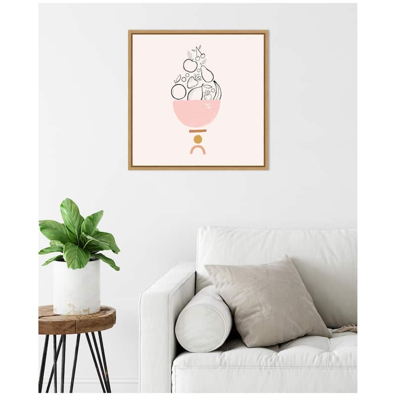 Kate and Laurel Sylvie Bowl of Fruitness Framed Canvas by Duchess Plum