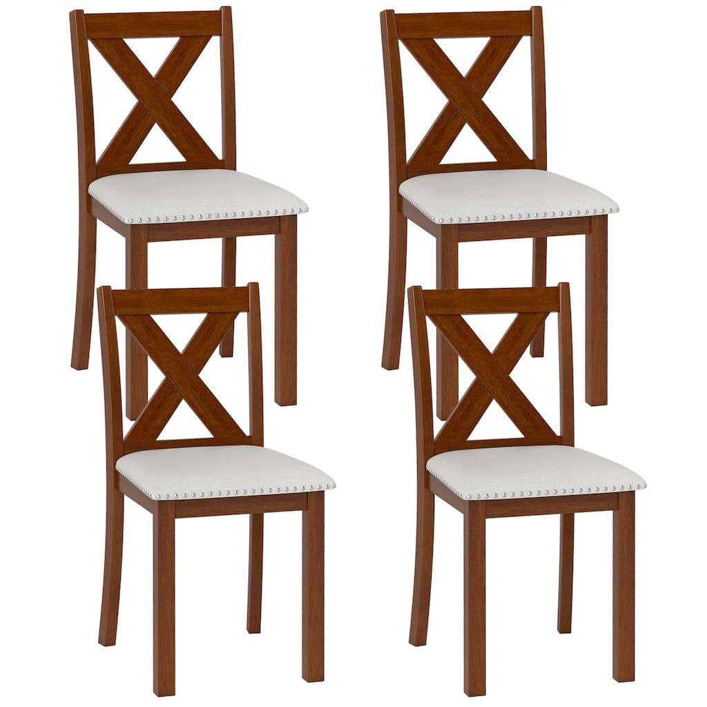 Gymax Wooden Dining Chair Set of 4 w/Acacia Wood Legs Padded Seat