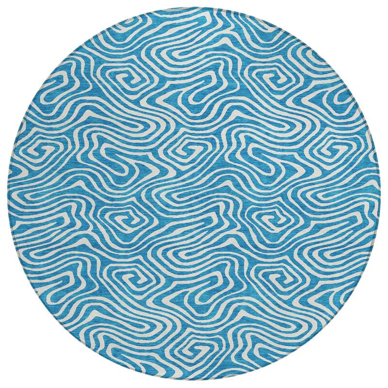 Machine Washable Indoor/ Outdoor Modern Trance Chantille Rug
