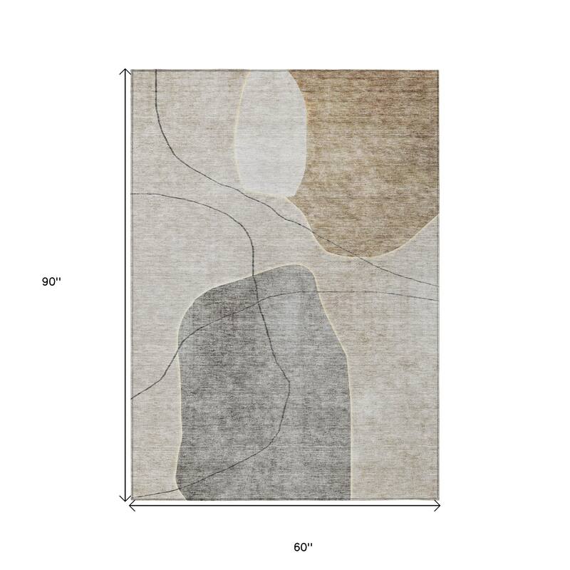 HomeRoots Abstract Transitional Rectangle Outdoor Rug