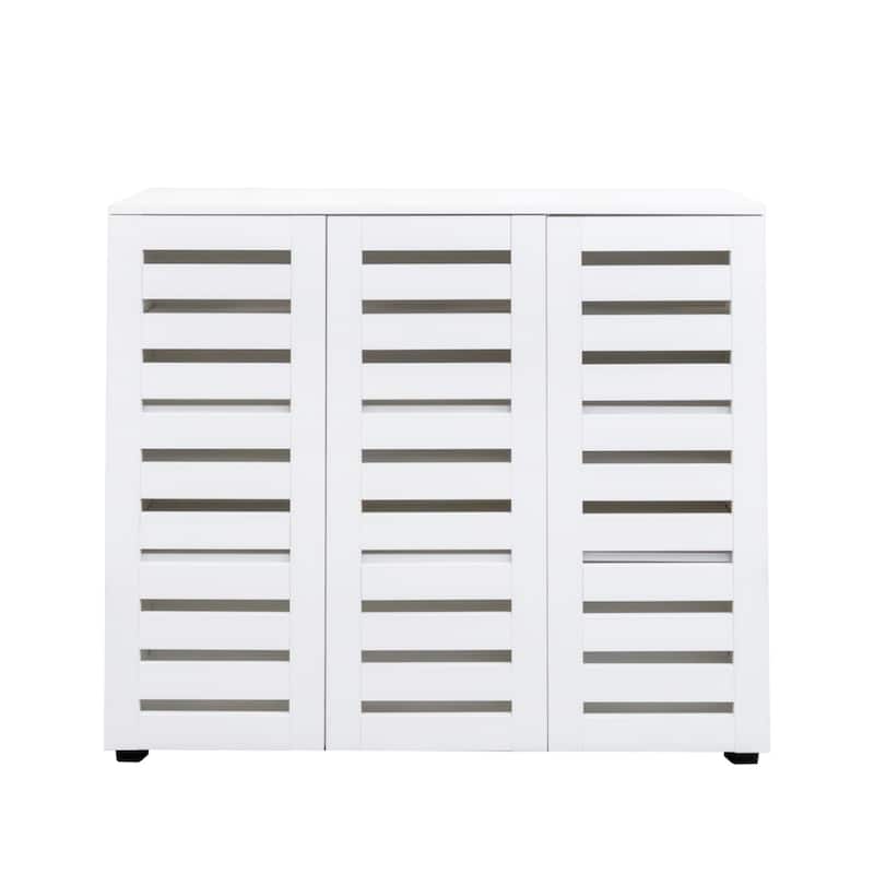 44.88" Wooden 5-Tier Shoe Storage Cabinet with Adjustable Shelves & Louvered Doors