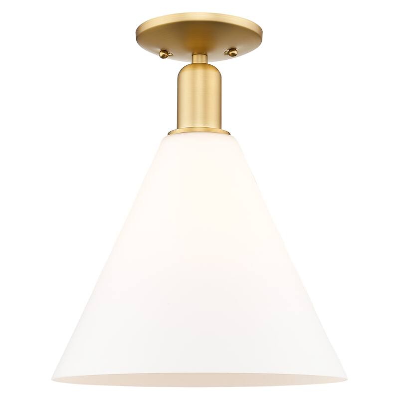 Innovations Lighting Endless Possibilities Arcadia - Berkshire Glass - 1 Light 12" Semi-Flush Mount - Satin Gold/Matte White