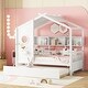 preview thumbnail 36 of 56, Wooden House Bed Frame with Trundle and Storage Shelves, Support Slats, House Shaped Bed for Kids, No Box Spring Needed