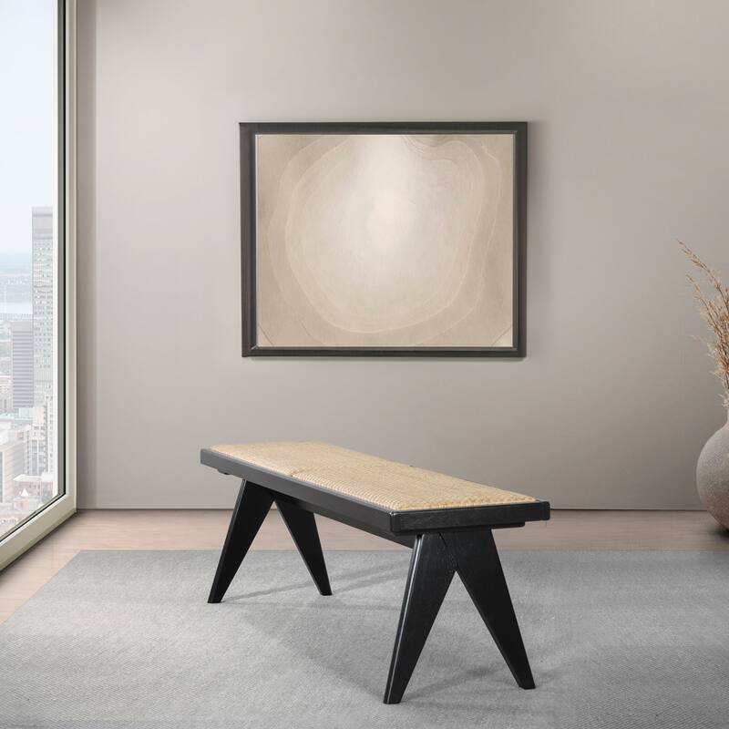 GDFStudio - Keira Modern 51.2" Rattan Upholstered Bench with Solid Wood Legs for Entryway, Living Room & Dining Room - 14.17"W