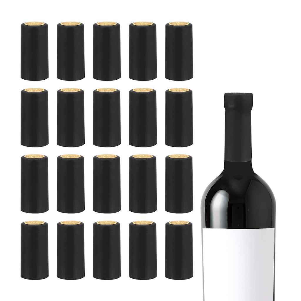 150Pcs Heat Shrink Capsules Wine Bottle Sealer Wrap Caps, 30x60mm - Black