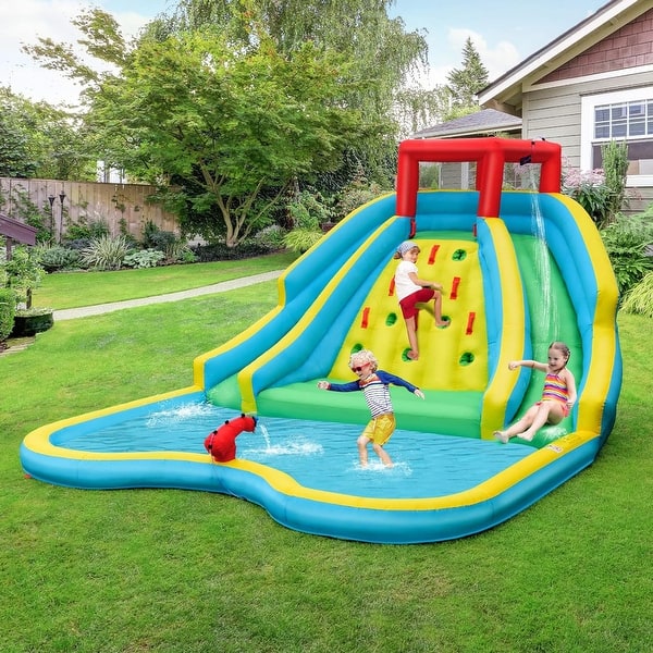 slide 2 of 7, Blow Up Bouncer Castle w/Water Slides Splash Pool & Water Cannons