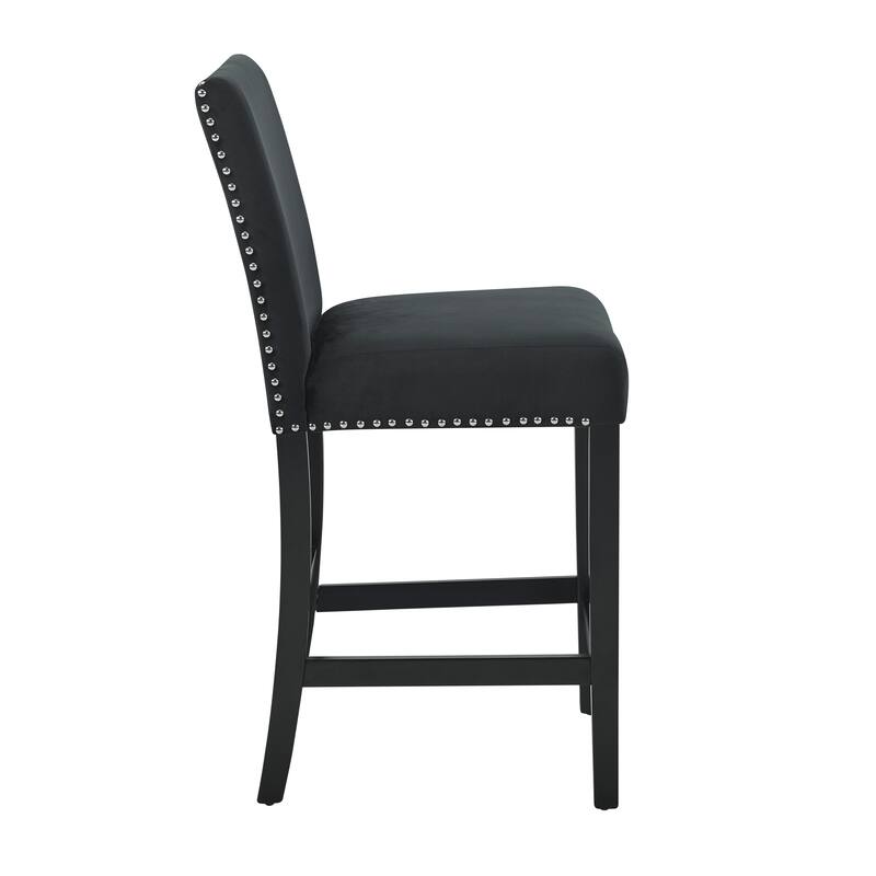 Contemporary Velvet Counter Stool with Nailhead Trim,Set of 2