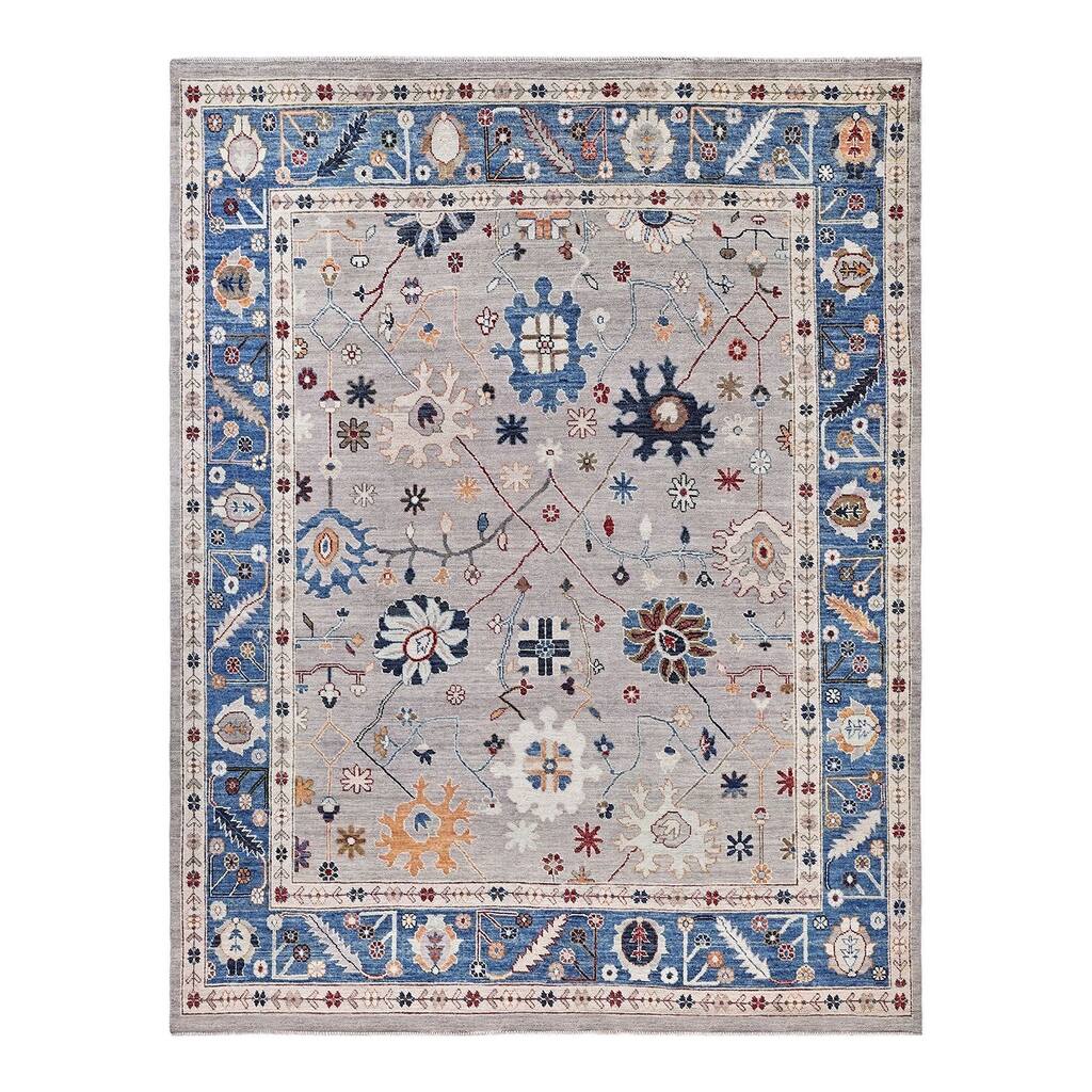 Floral One-of-a-Kind Hand-Knotted Area Rug - Purple - 7' 9" x 9' 11"