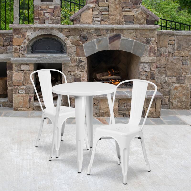 Metal 3-piece Indoor/Outdoor Cafe Set - White