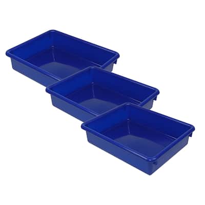 Romanoff Stowaway 3" Letter Tray no Lid, Blue, Pack of 3