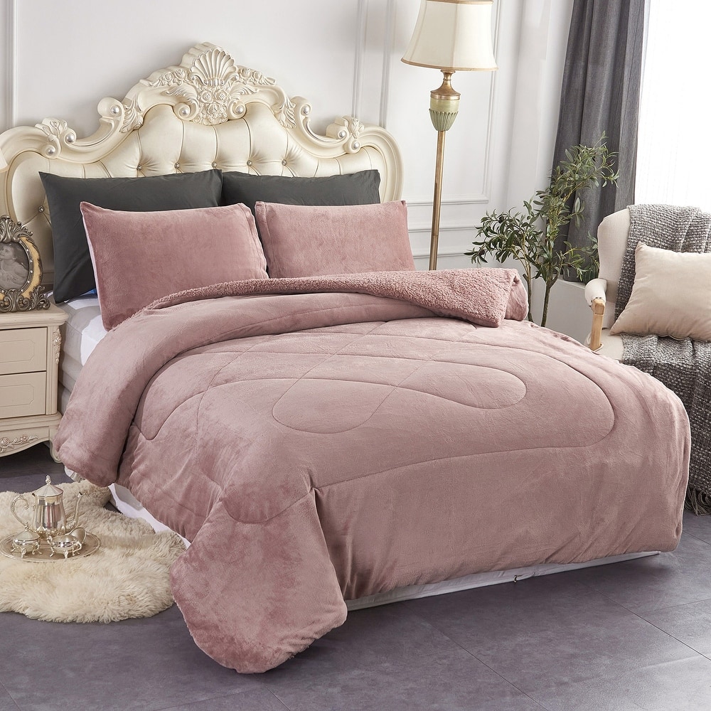 Fleece/ Sherpa Down Alternative 3-piece Comforter Set