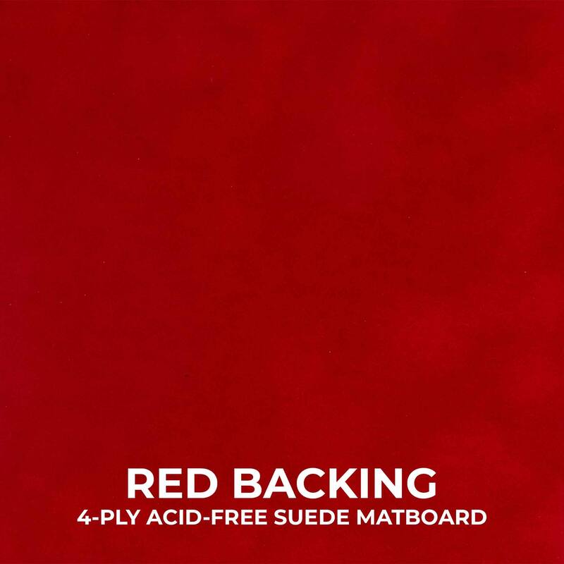 8x8 Shadow Box Frame Textured Black Wood Includes a Red Real Suede Texture Acid-Free Backing Board