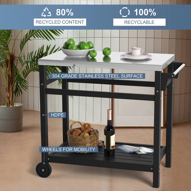Multi-functional Outdoor Cart: Ideal for Pizza Ovens, Grilling, and Dining -RV carts