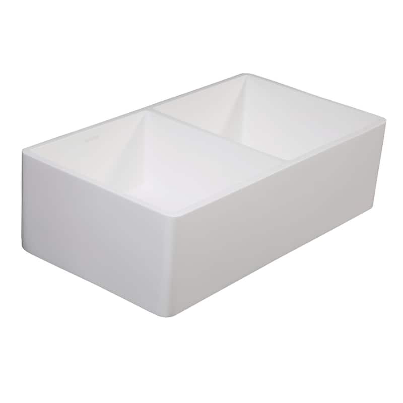 Kingston Brass Arcticstone 33" Farmhouse Double Basin Stone Composite - Matte White