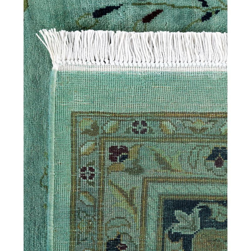 Overdyed One-of-a-Kind Hand-Knotted Area Rug - Green - 9' 2" x 12' 1"