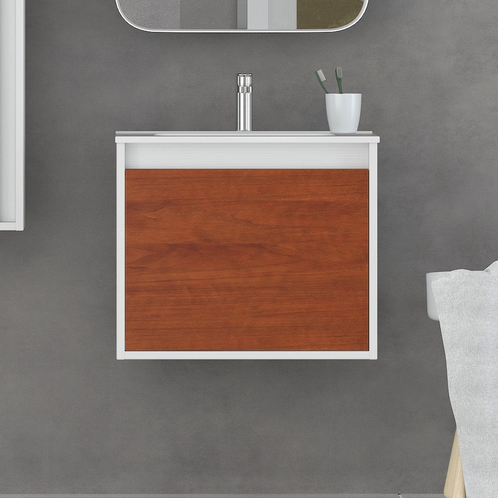 24" Bathroom Vanity Cabinet + Ceramic Sink | Tribeca Wf101 Autumn | Tribeca | W 24 X H 20 X D 18 In - Autumn Glow