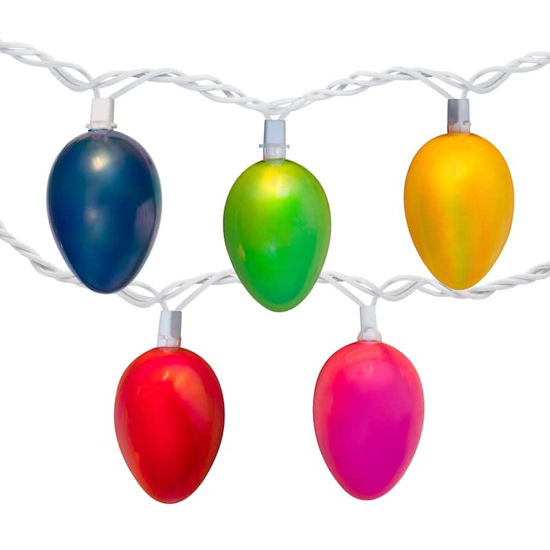 10 Pearl Multi-Colored Easter Egg Spring Holiday Lights - White Wire