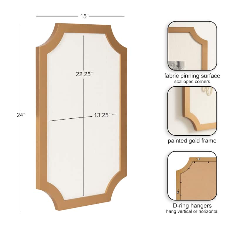 Kate and Laurel Holbrook Scalloped Rectangle Framed Pinboard