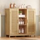 preview thumbnail 4 of 5, Rattan Storage Cabinet with 3 Adjustable Shelves - 11.8"D x 35.4"W x 31.7"H