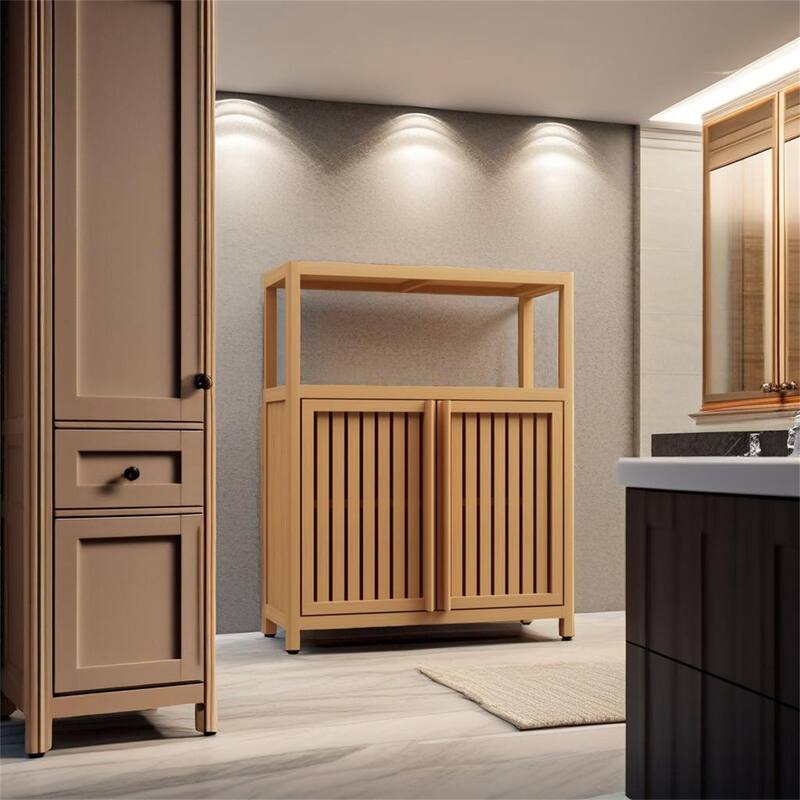 Large Capacity Bamboo Storage Cabinet Furniture - Natural