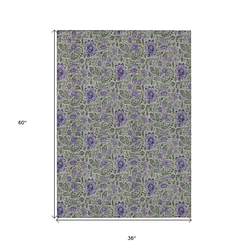HomeRoots Floral Transitional Rectangle Outdoor Rug