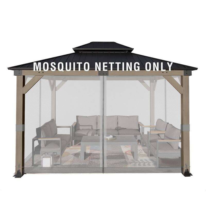 Aoodor Universal 12 x 14 ft. Gazebo Replacement Mosquito Netting Screen 4-Panel Sidewalls (Only Netting)