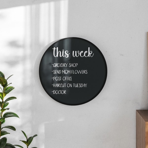 slide 2 of 11, Commercial Wall Mount Wooden Frame Magnetic Chalkboard Black - 24"W x 1.5"D x 24"H